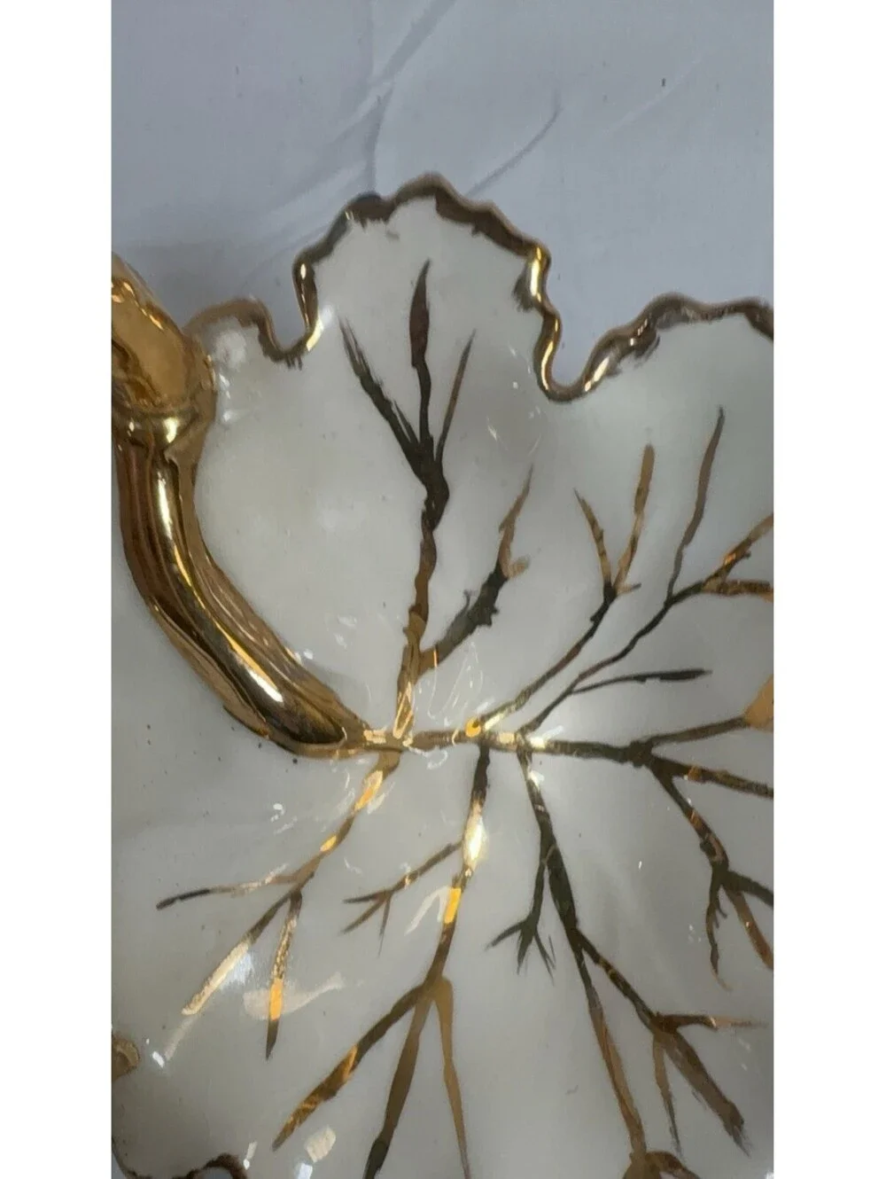 Porcelain Double Sides Leaf Candy Dish Gold Leaf